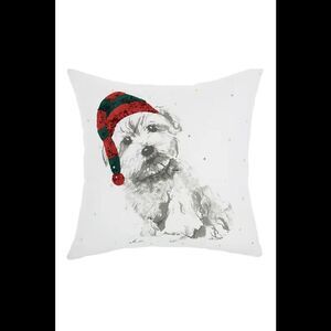 Nourison Holiday Dog White Christmas Throw Pillow